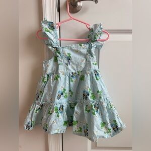 Light Blue Toddler Ruffle Dress with Floral & Bird Print